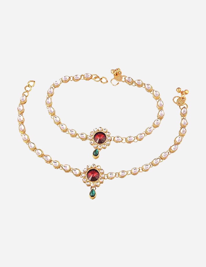Traditional Gold Plated Anklets for Girls