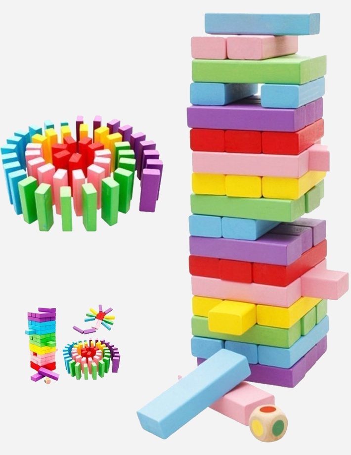Toyshine Wooden Building Block Dominoes, Party Game,Tumbling Tower Game