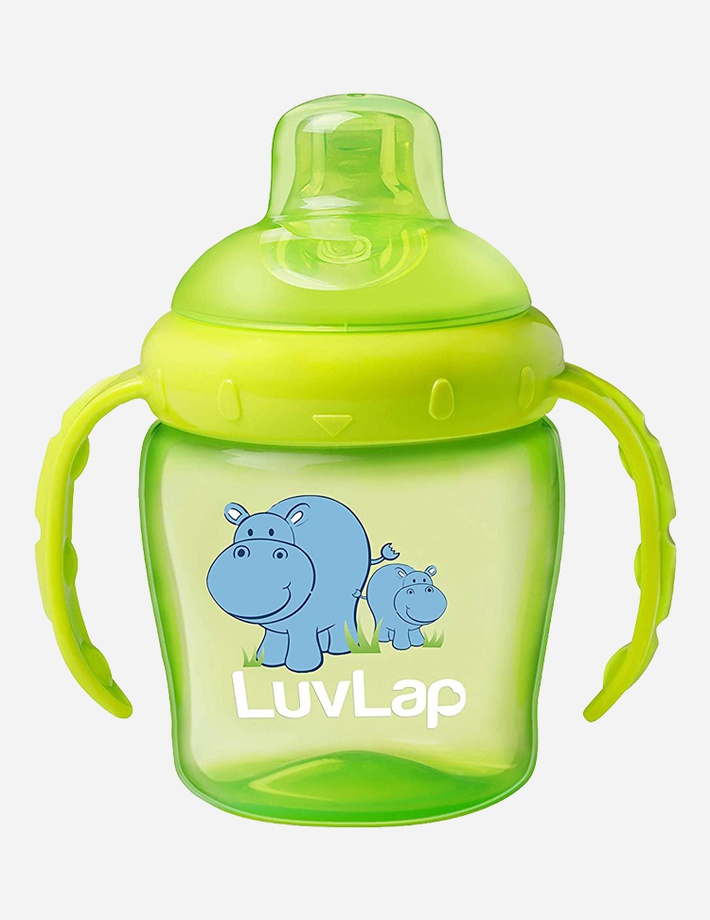 LuvLap Hippo Sipper / Sippy Cup 225ml, Anti-Spill Design with Soft Silicone Spout, 6m+ (Green)